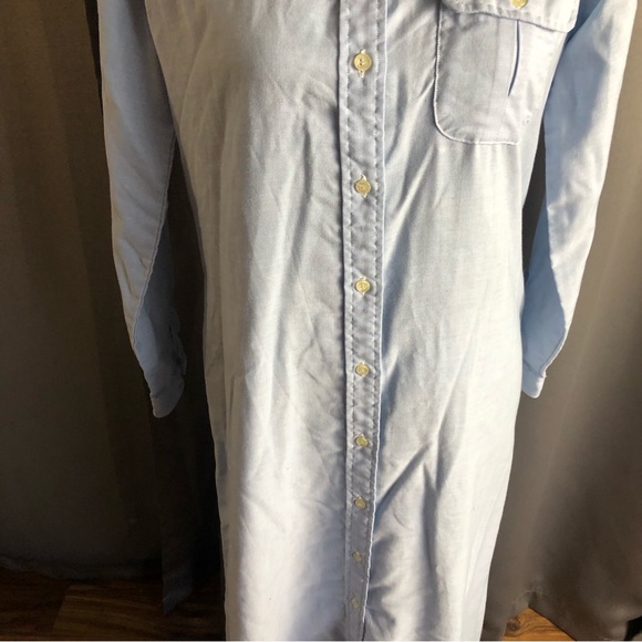 Vintage L.L. Bean Long Sleeve Midi Button Front Denim Like Collared Dress - Picture 4 of 14